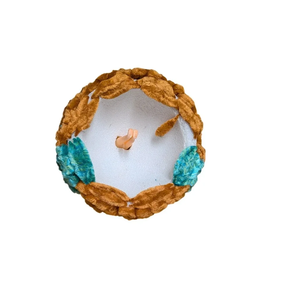 VTG Loopy Chenille Doll‎ Kitsch Boudoir 60s Gold Teal Décor Mid Century Coquette